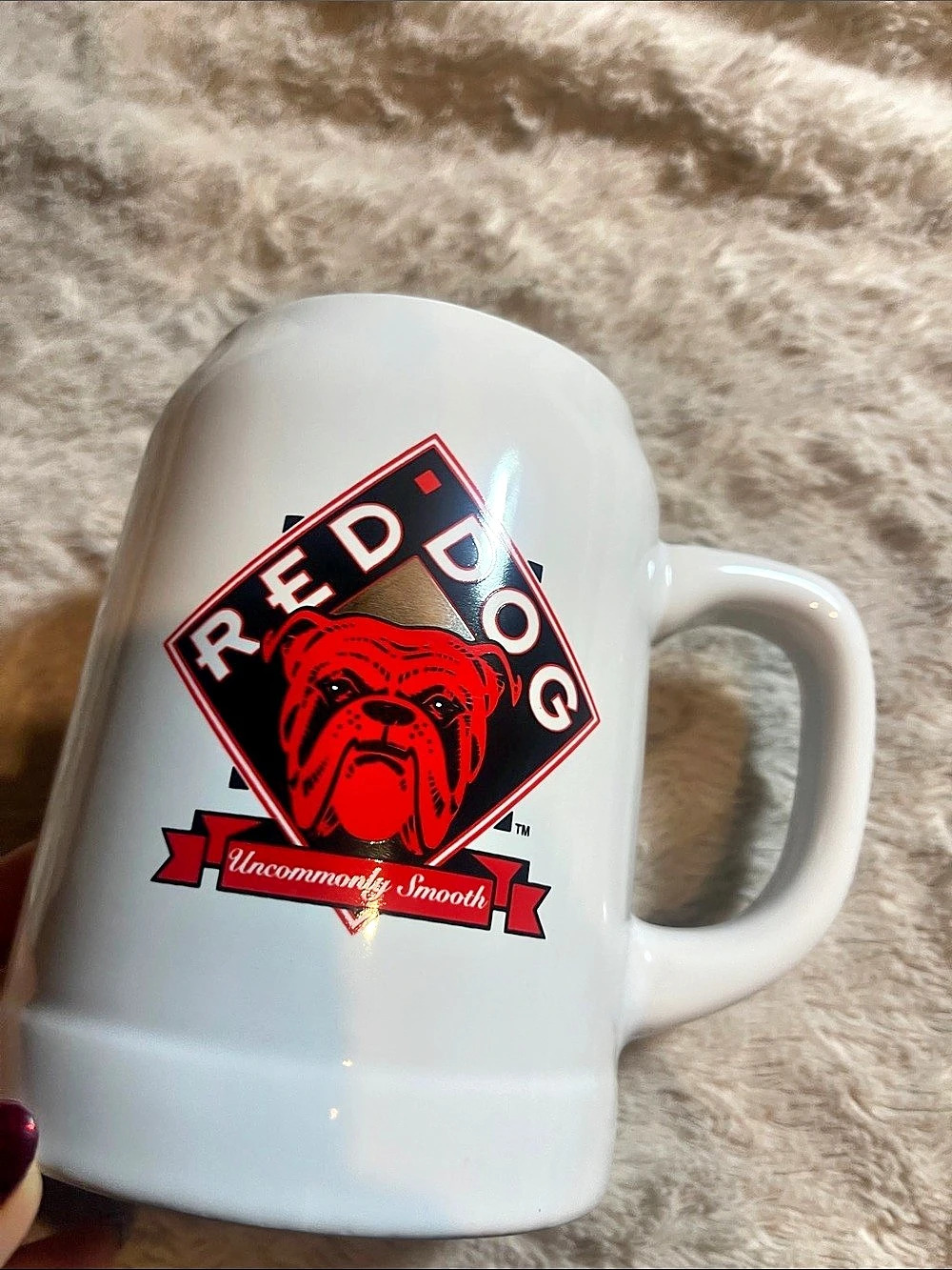 Red Dog Bulldog Mug Bulldog Graphic Mug in White & Red